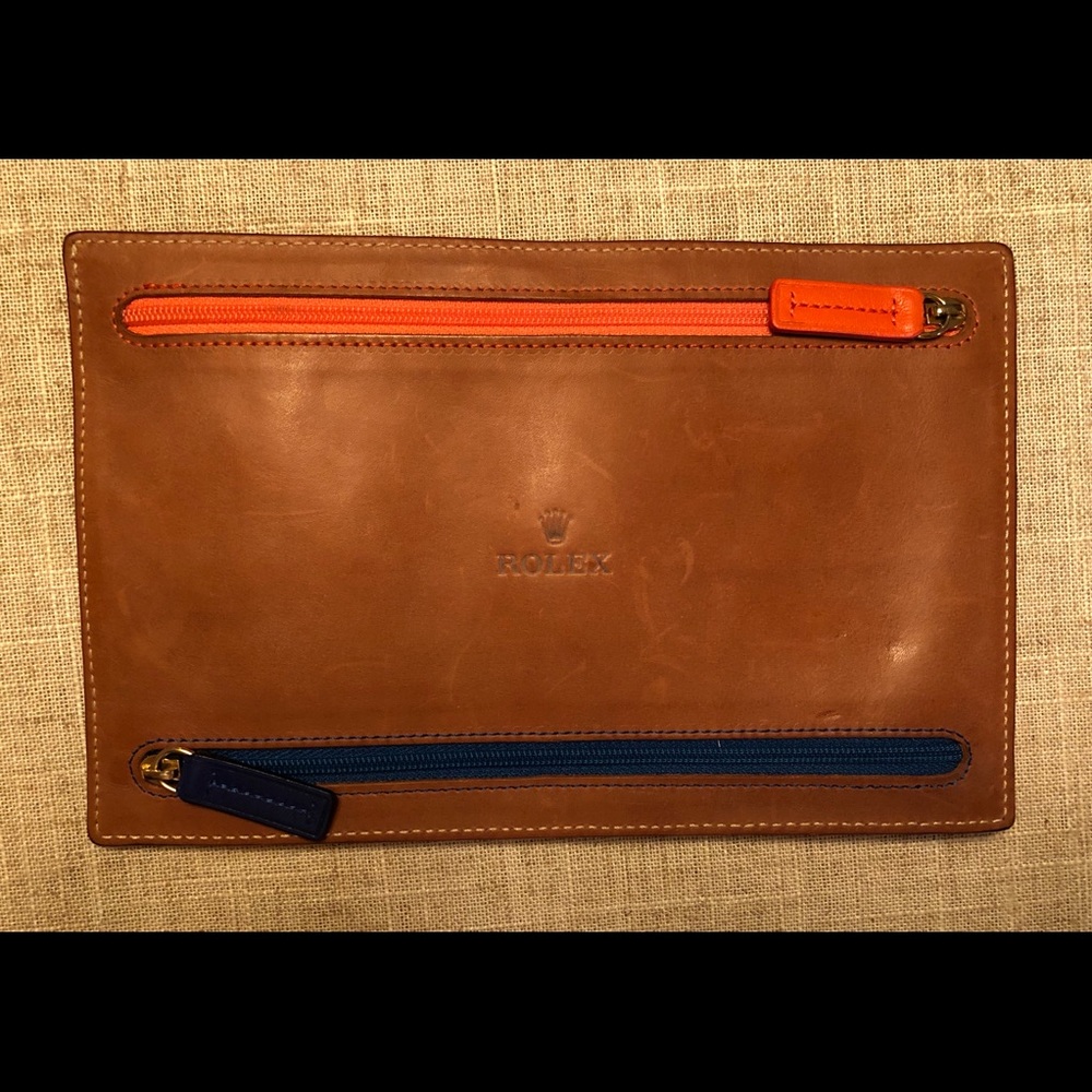 Genuine Rolex Leather Travel Bag With zippers
